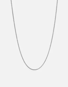 1.3mm Cuban Chain Necklace, Sterling Silver