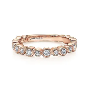 14K Rose Gold Alternating Bezel Set Stackable Diamond Band