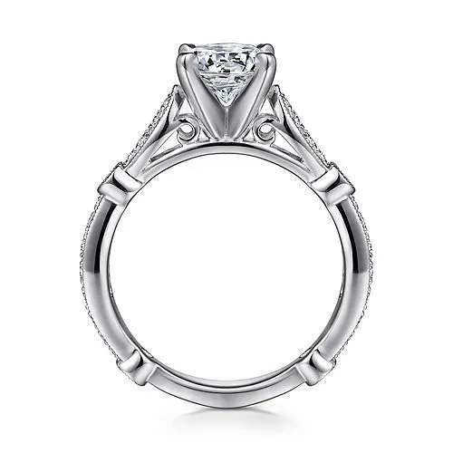 14K W Gold 2.14ct CZ & 0.39ctw H/SI2 Diamond Engagement Ring