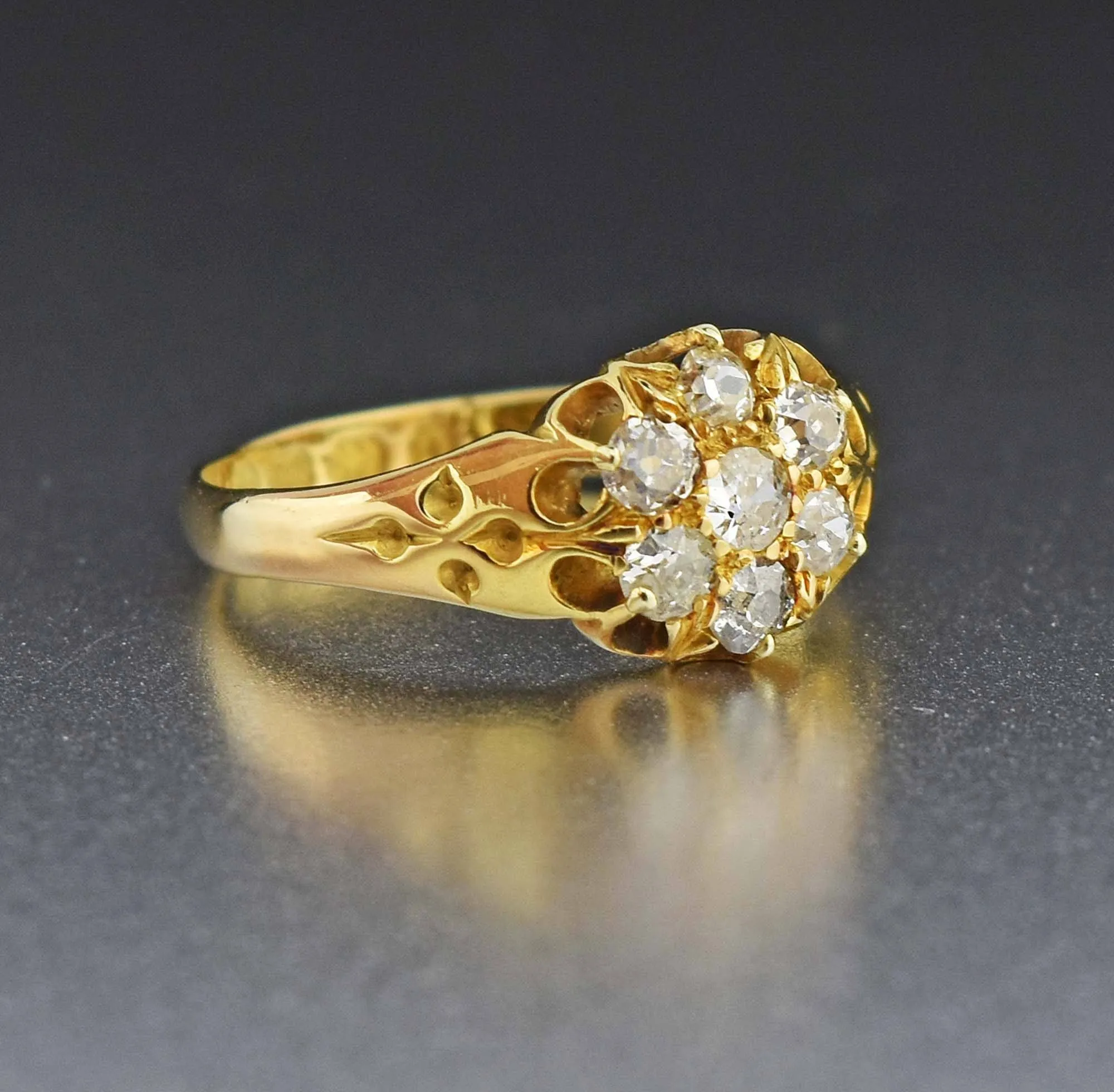 18K Gold Antique Diamond Cluster Ring