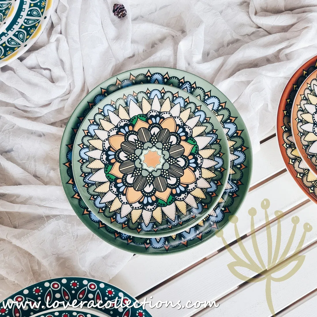 *50% OFF CLEARANCE PROMO* Mandala Colorful Salad & Dinner Plates