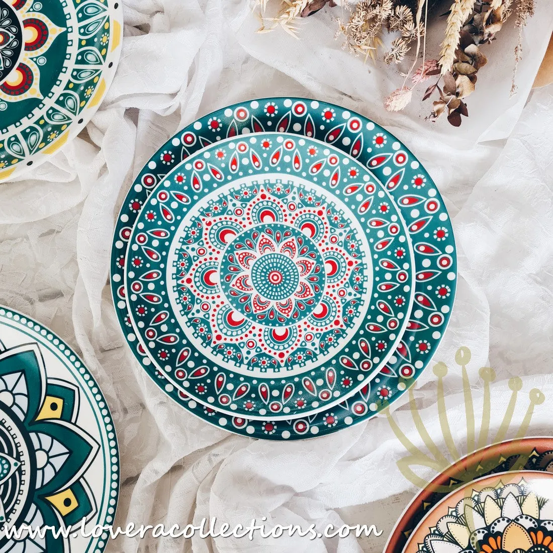 *50% OFF CLEARANCE PROMO* Mandala Colorful Salad & Dinner Plates