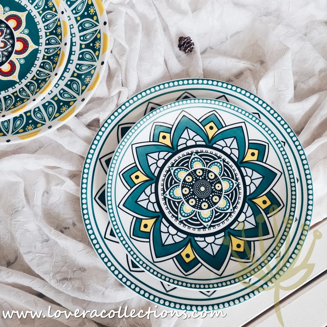 *50% OFF CLEARANCE PROMO* Mandala Colorful Salad & Dinner Plates