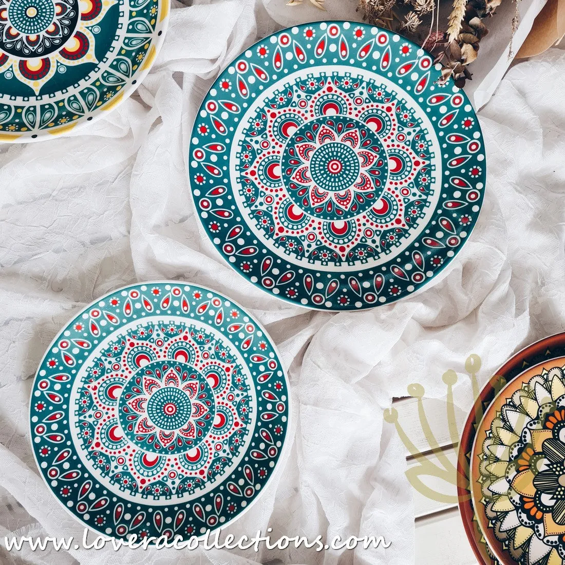 *50% OFF CLEARANCE PROMO* Mandala Colorful Salad & Dinner Plates