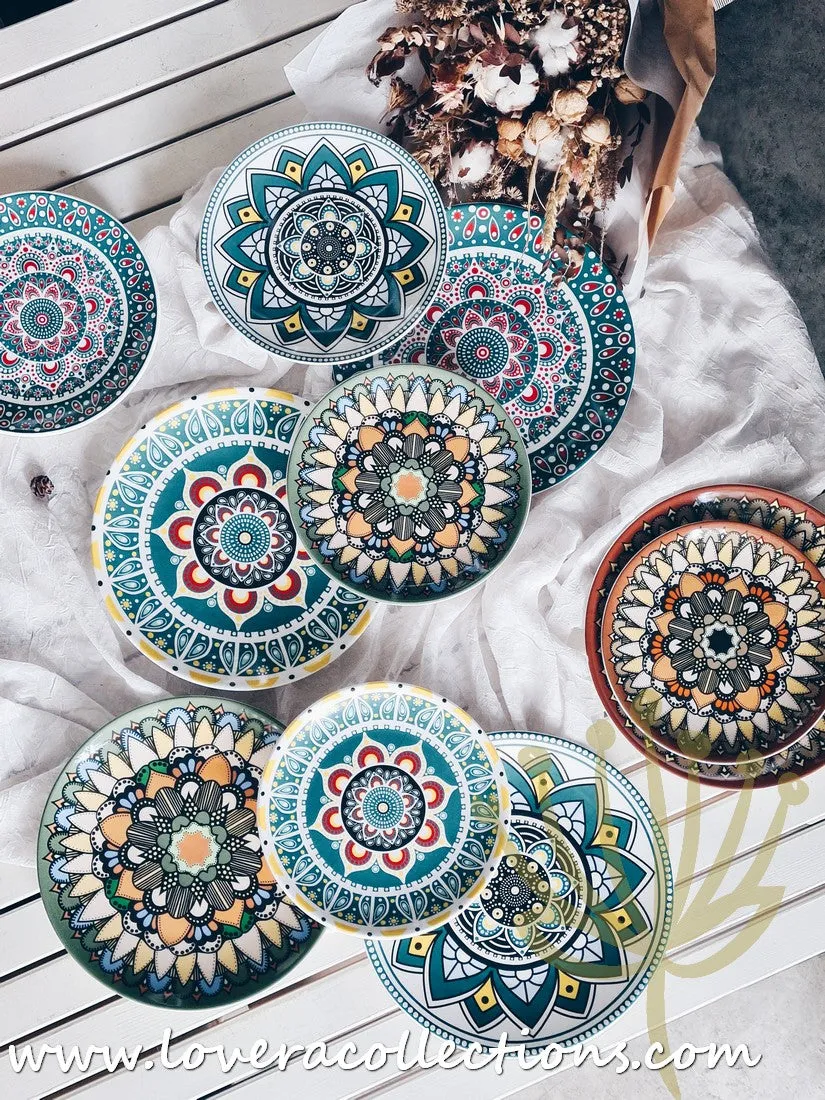 *50% OFF CLEARANCE PROMO* Mandala Colorful Salad & Dinner Plates