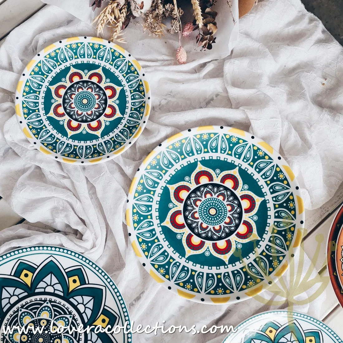 *50% OFF CLEARANCE PROMO* Mandala Colorful Salad & Dinner Plates