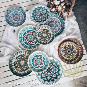 *50% OFF CLEARANCE PROMO* Mandala Colorful Salad & Dinner Plates