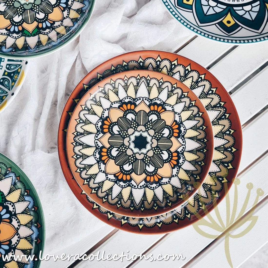 *50% OFF CLEARANCE PROMO* Mandala Colorful Salad & Dinner Plates