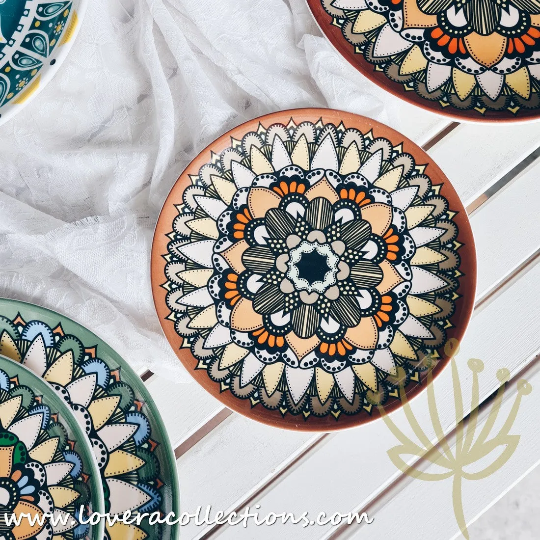 *50% OFF CLEARANCE PROMO* Mandala Colorful Salad & Dinner Plates