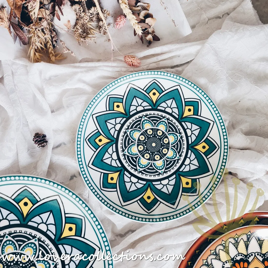 *50% OFF CLEARANCE PROMO* Mandala Colorful Salad & Dinner Plates