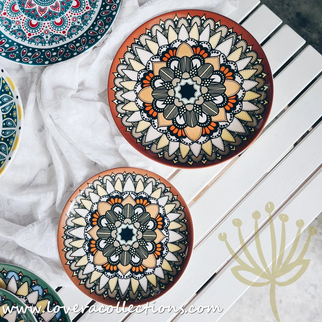 *50% OFF CLEARANCE PROMO* Mandala Colorful Salad & Dinner Plates