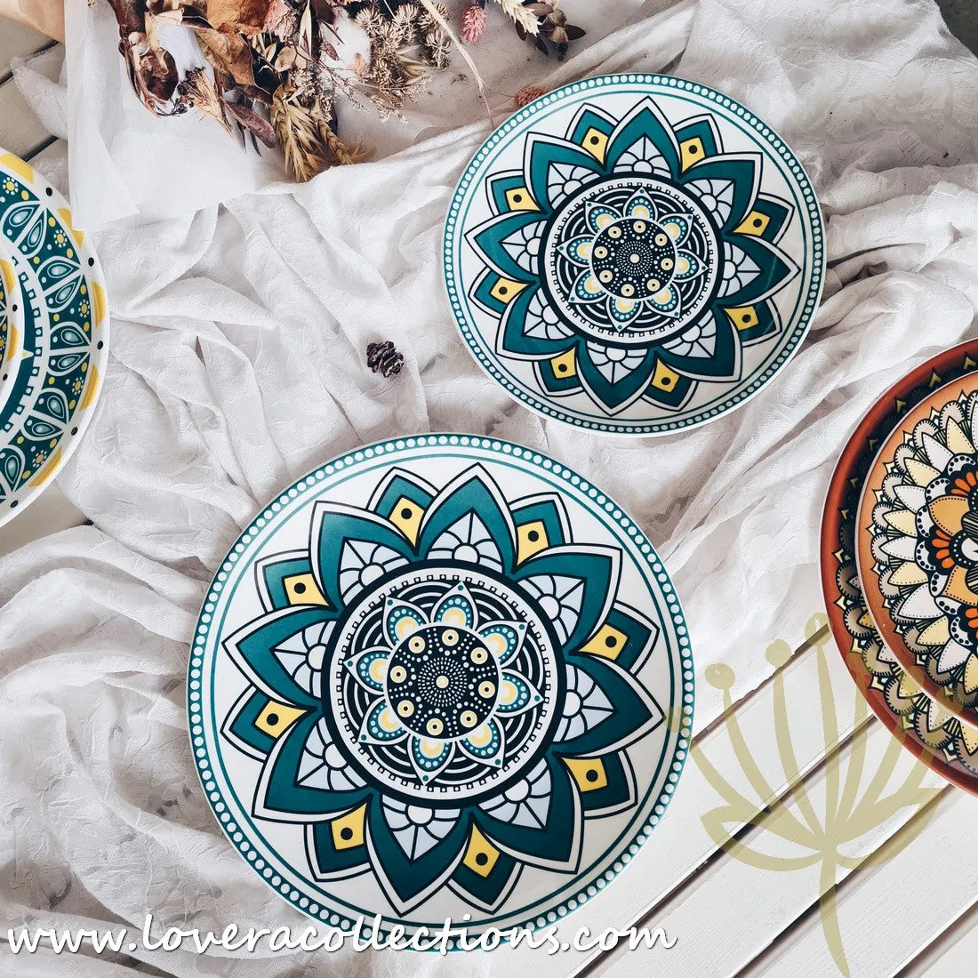 *50% OFF CLEARANCE PROMO* Mandala Colorful Salad & Dinner Plates