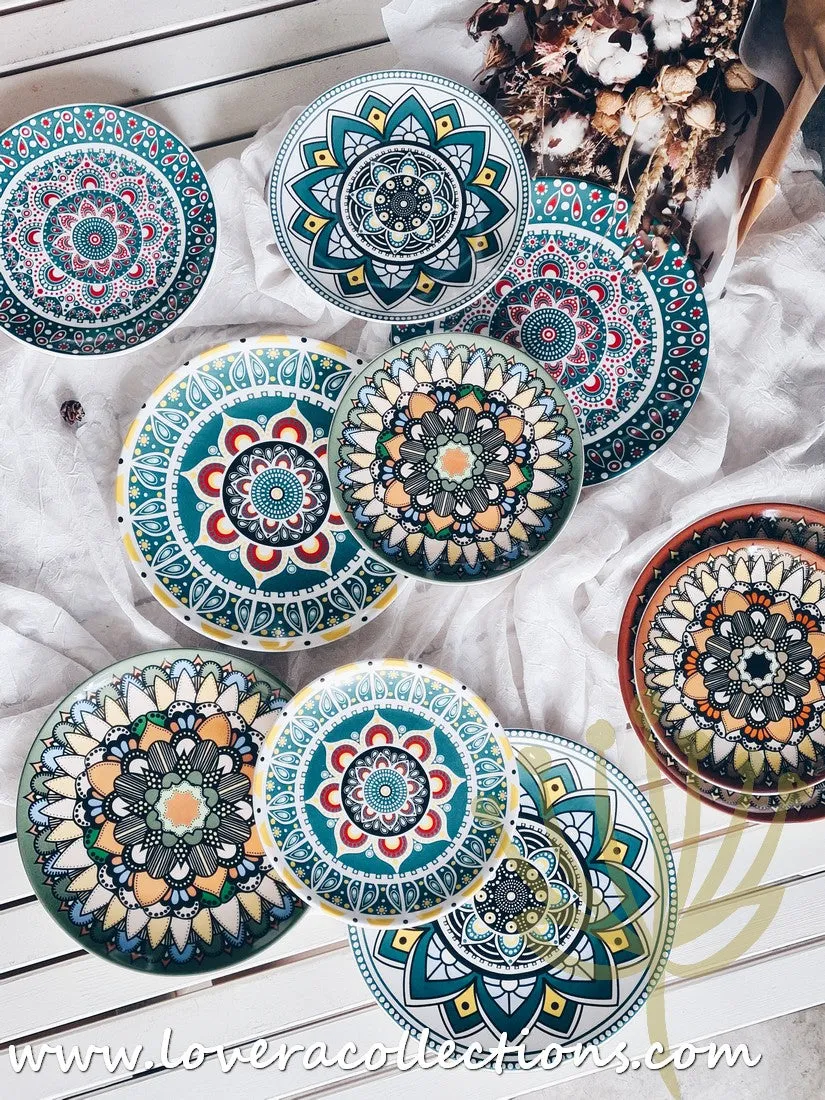 *50% OFF CLEARANCE PROMO* Mandala Colorful Salad & Dinner Plates