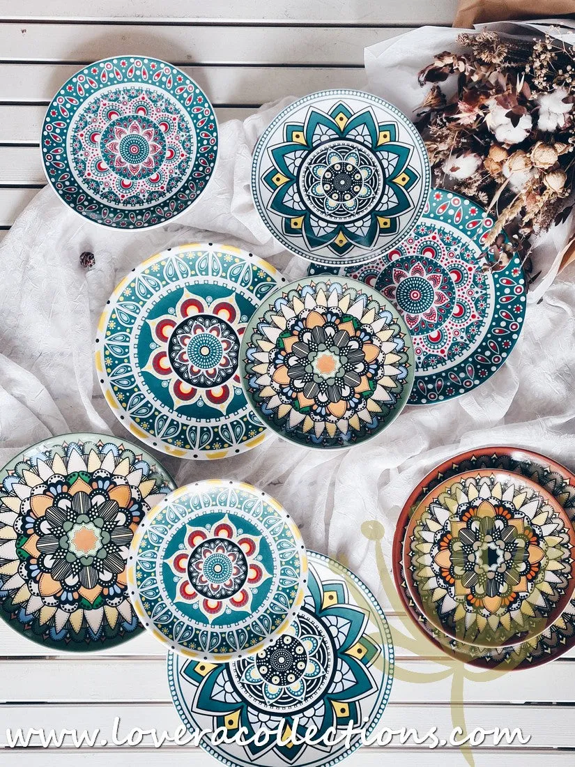 *50% OFF CLEARANCE PROMO* Mandala Colorful Salad & Dinner Plates