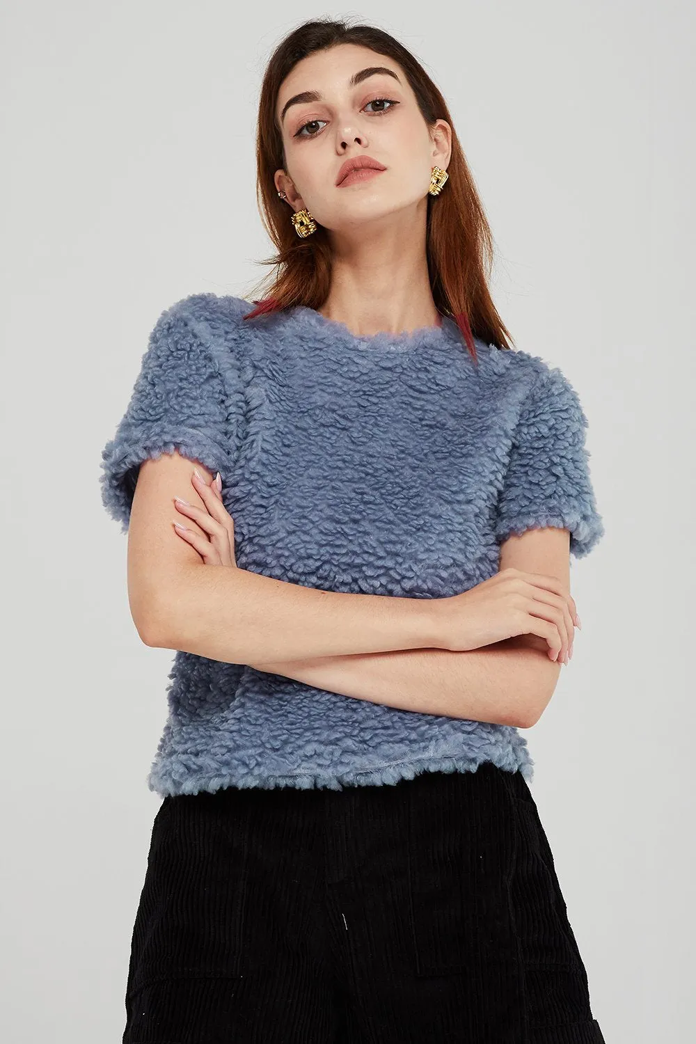 Adeline Cropped Borg Top