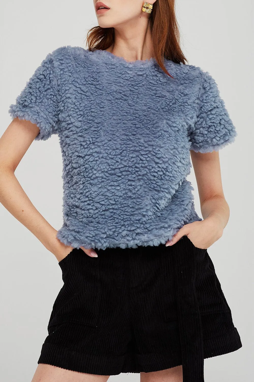 Adeline Cropped Borg Top