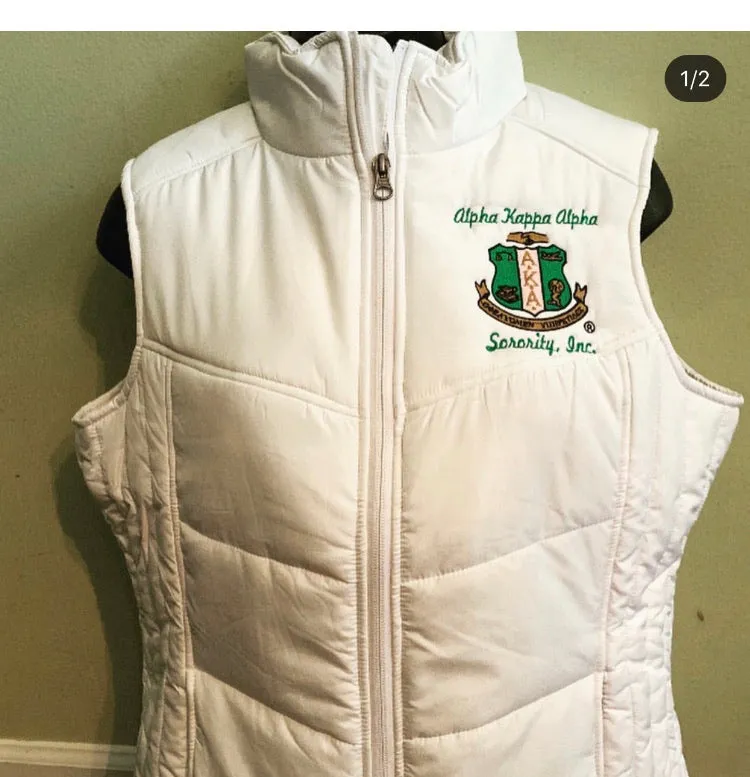 AKA Puffy Vest Chenille Year on Back