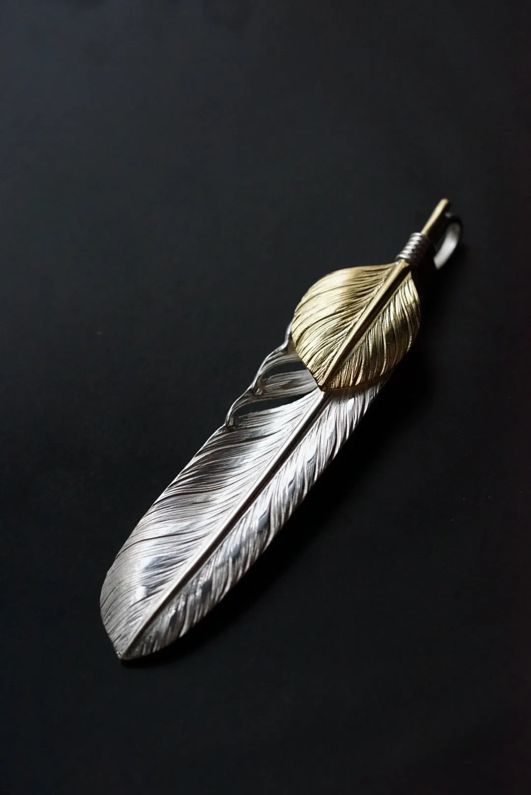 Albatory Top Gold Silver Feather Pendant L