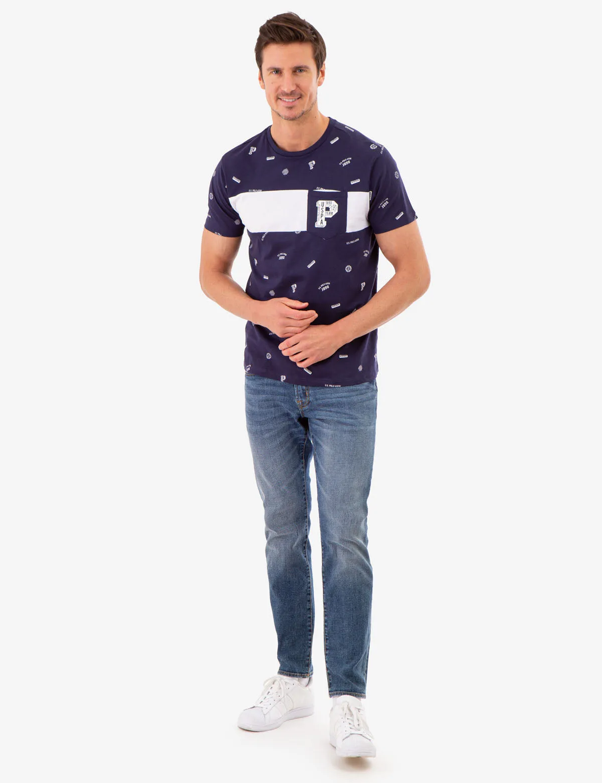 ALLOVER USPA PRINT T-SHIRT WITH CHEST POCKET