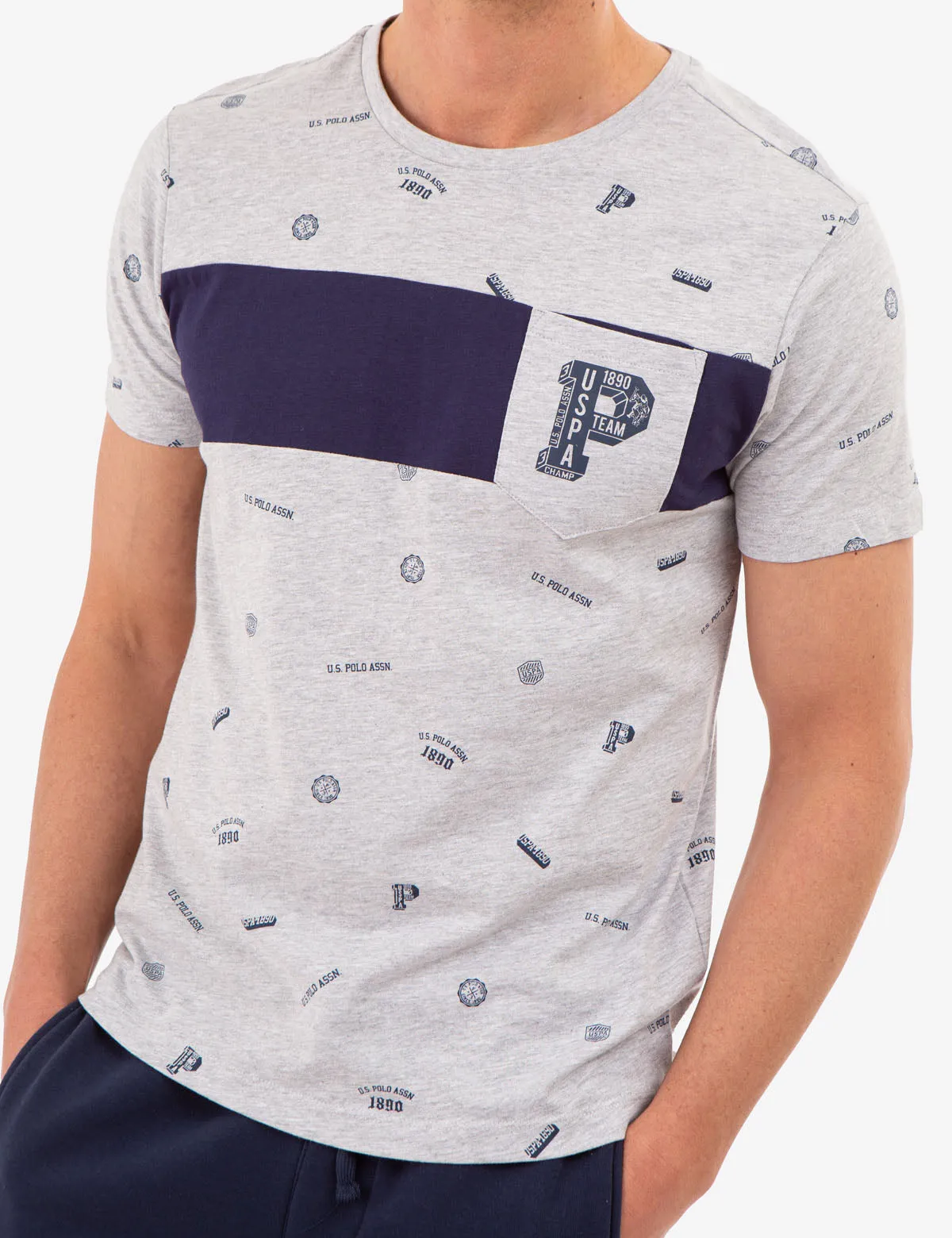 ALLOVER USPA PRINT T-SHIRT WITH CHEST POCKET