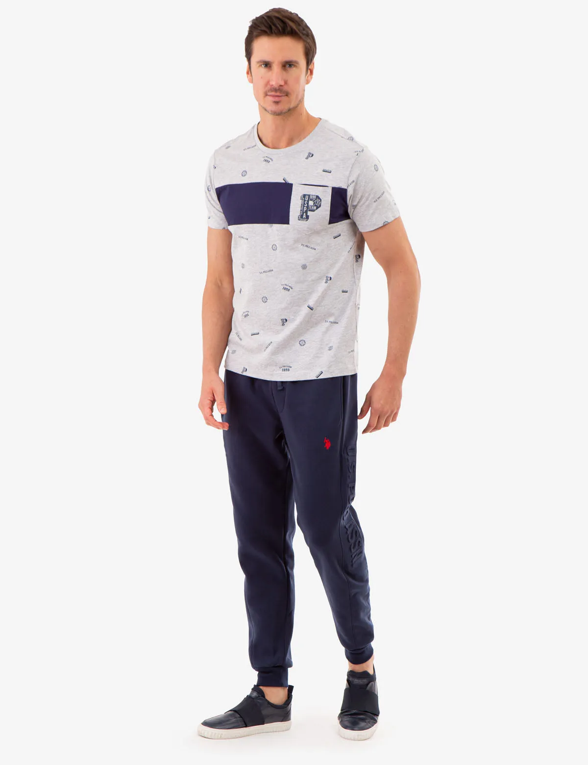 ALLOVER USPA PRINT T-SHIRT WITH CHEST POCKET