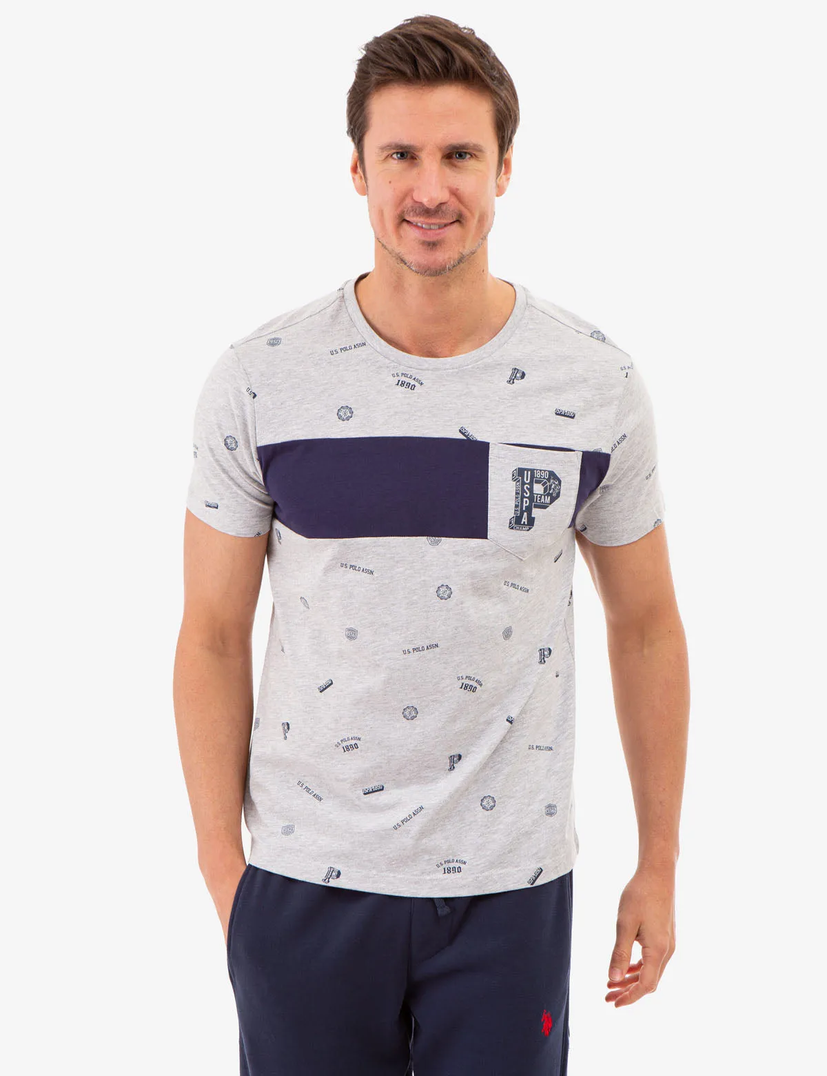 ALLOVER USPA PRINT T-SHIRT WITH CHEST POCKET