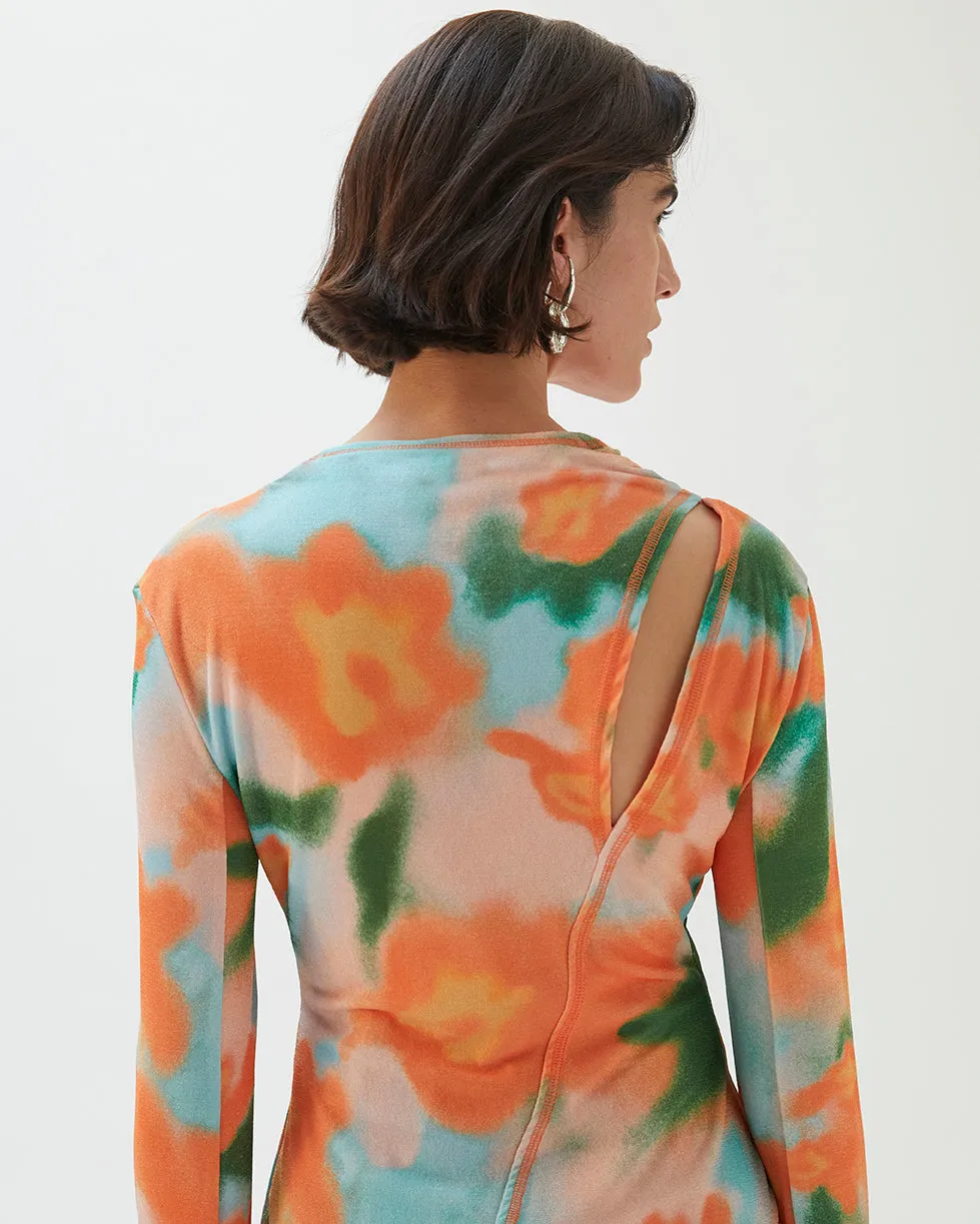 Annette Top Jersey Print Flower Orange