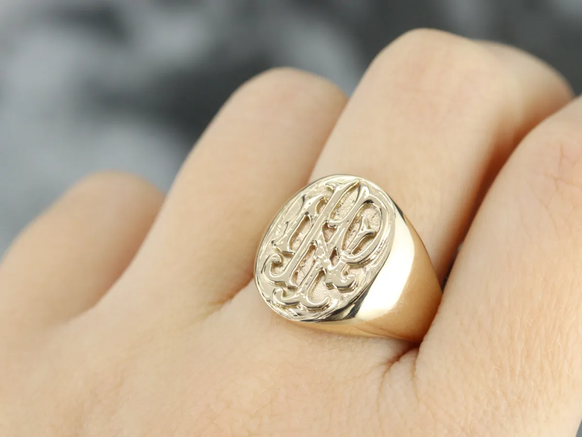 Antique Monogrammed "INP" Signet Ring