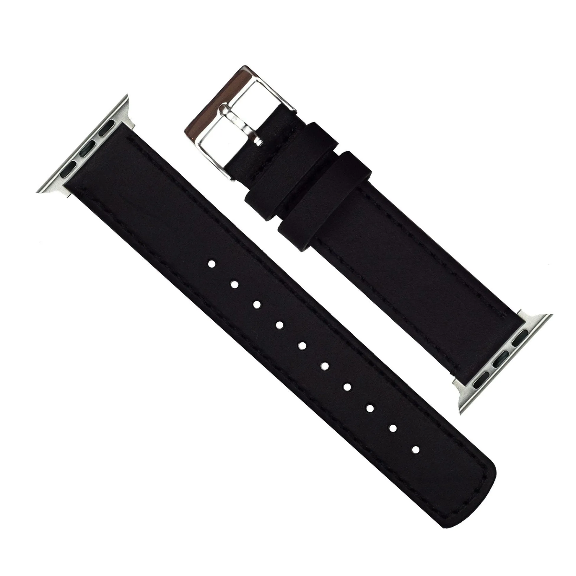 Apple Black Leather Stitching Watch Band