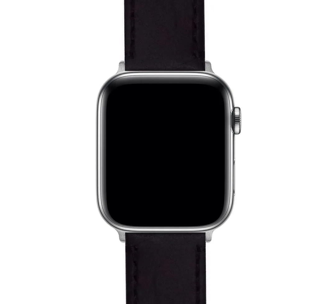 Apple Black Leather Stitching Watch Band