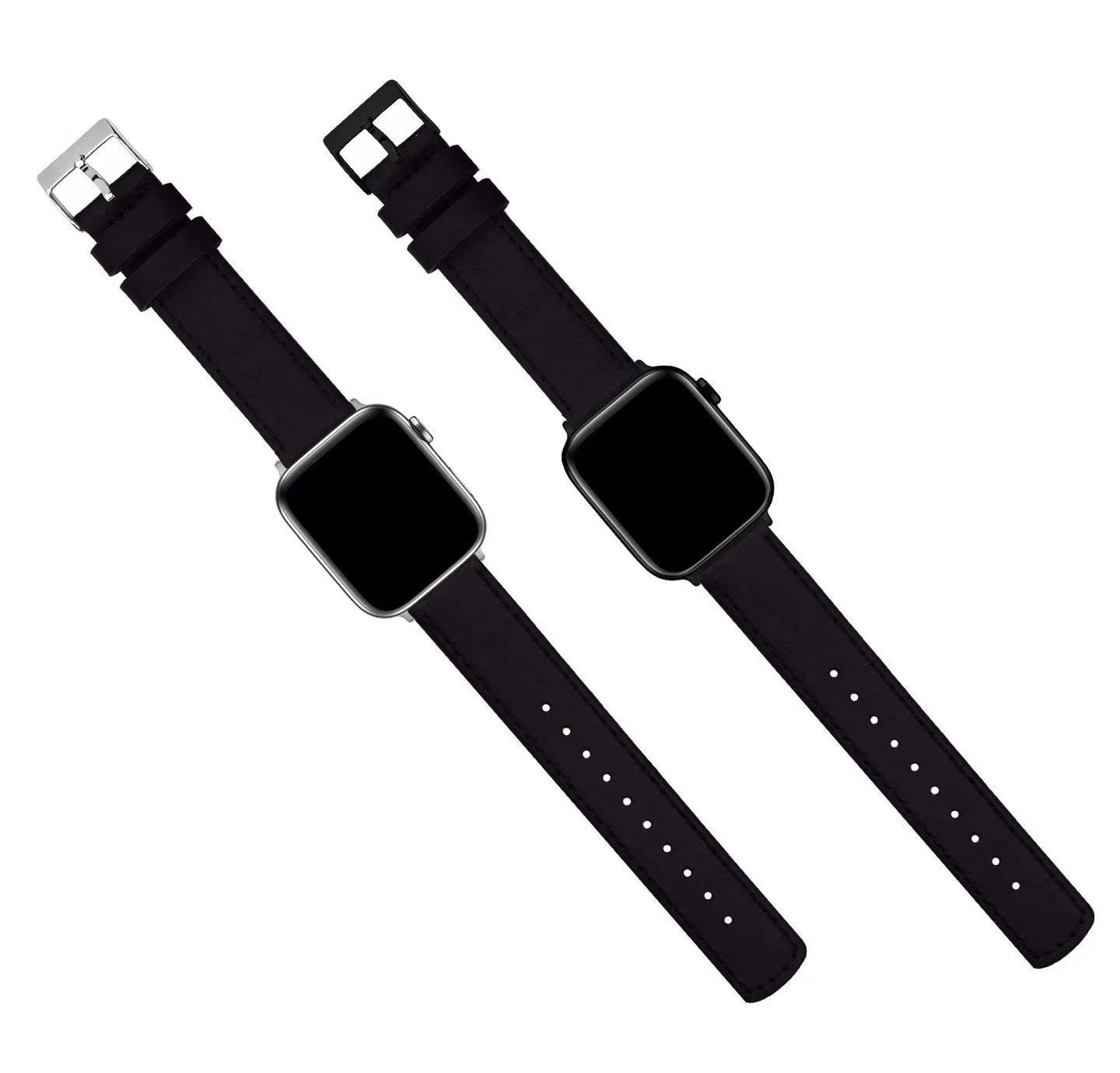 Apple Black Leather Stitching Watch Band