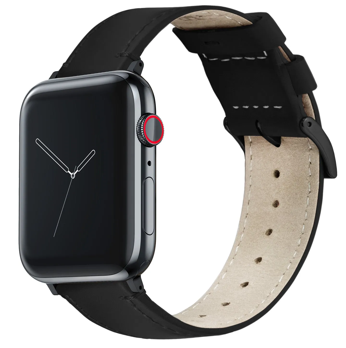 Apple Black Leather Stitching Watch Band