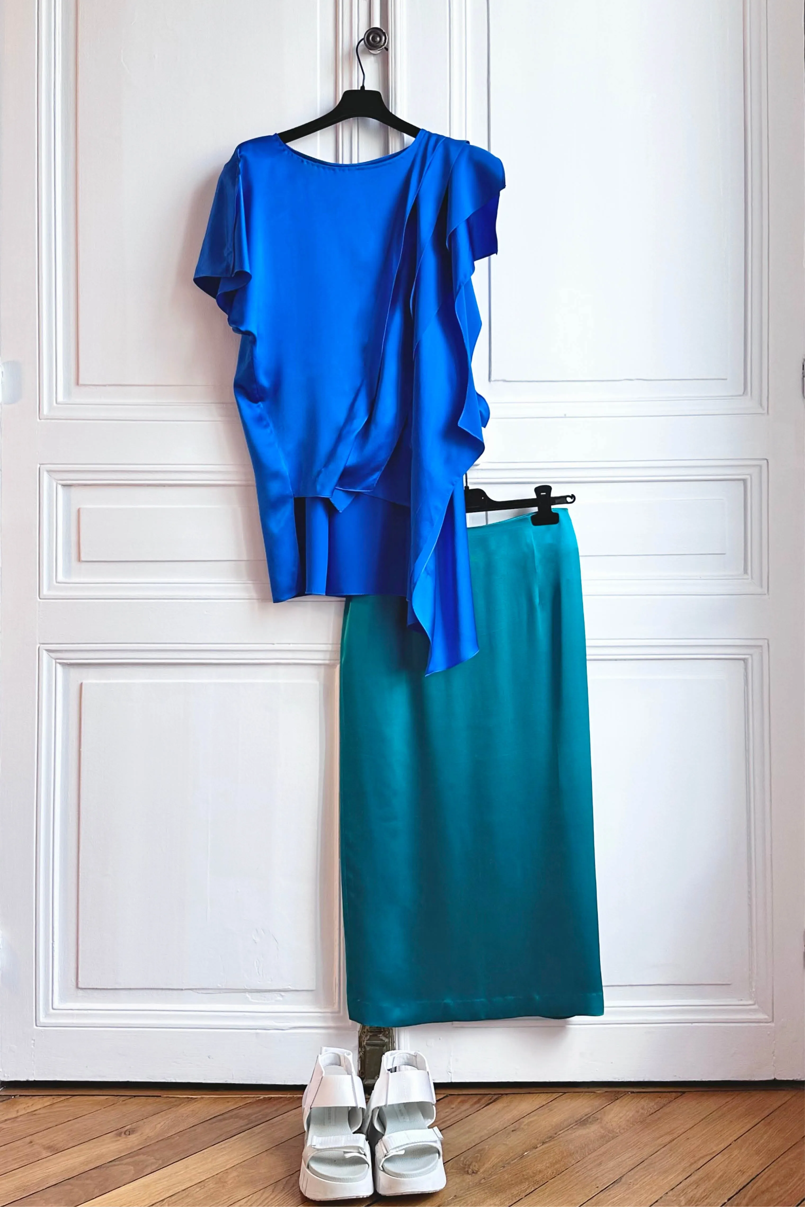 ATHE blue intense - silk draped top