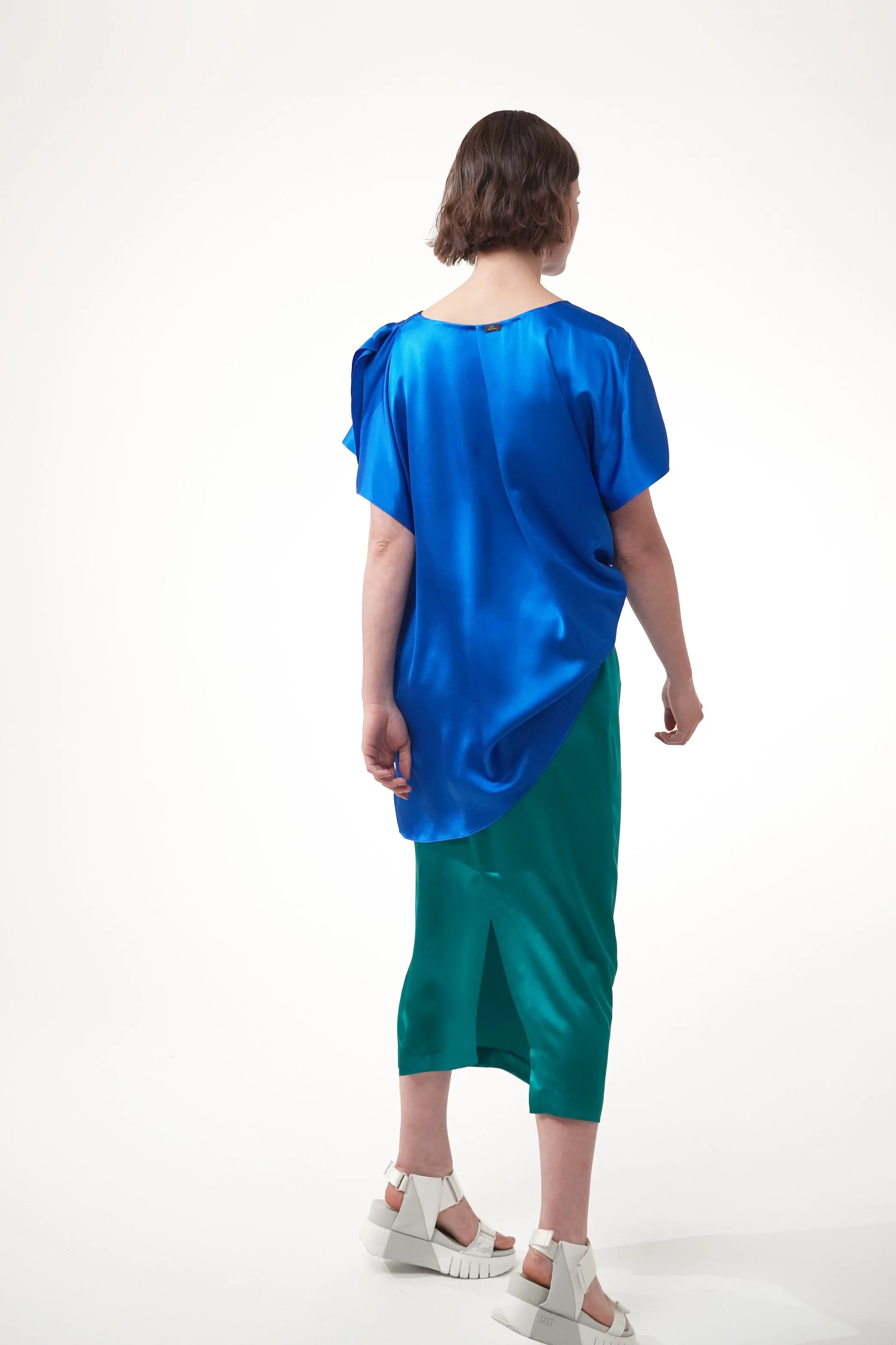 ATHE blue intense - silk draped top