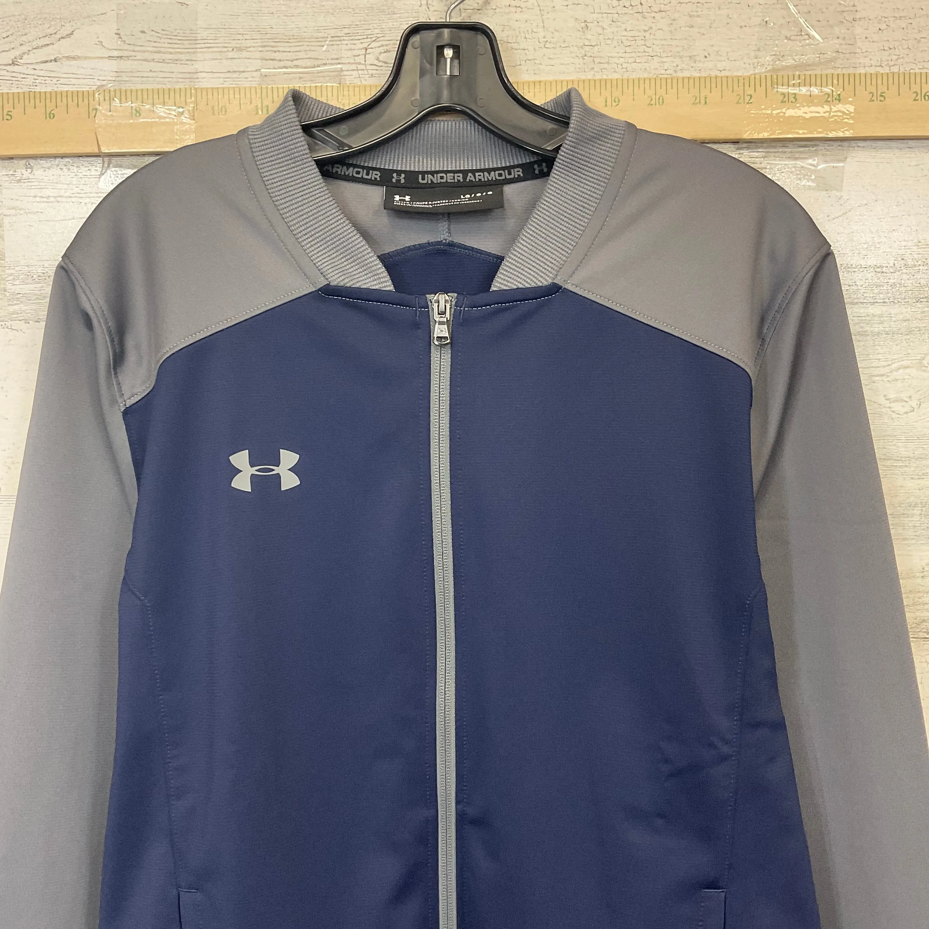 Athletic Jacket By Under Armour In Blue & Grey, Size: L