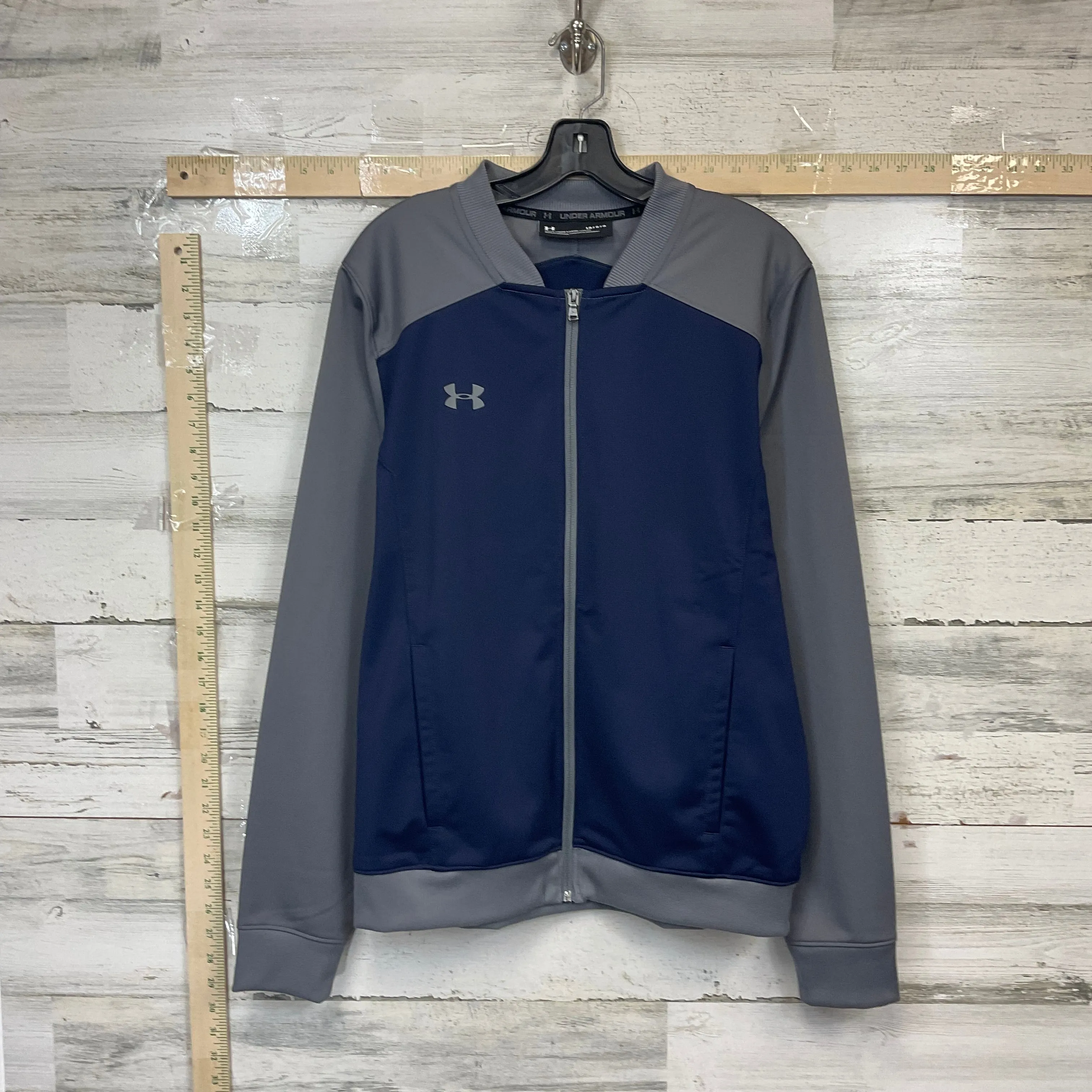 Athletic Jacket By Under Armour In Blue & Grey, Size: L