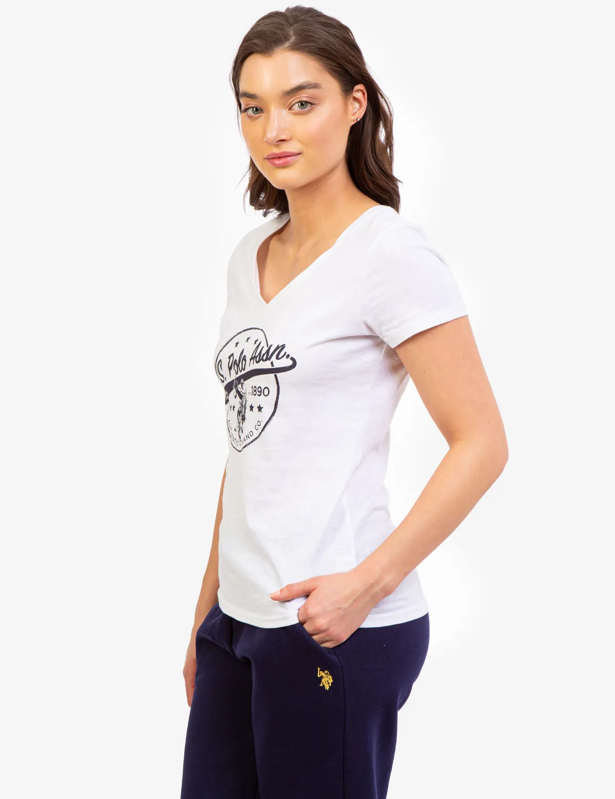 ATHLETIC LOGO V-NECK T-SHIRT