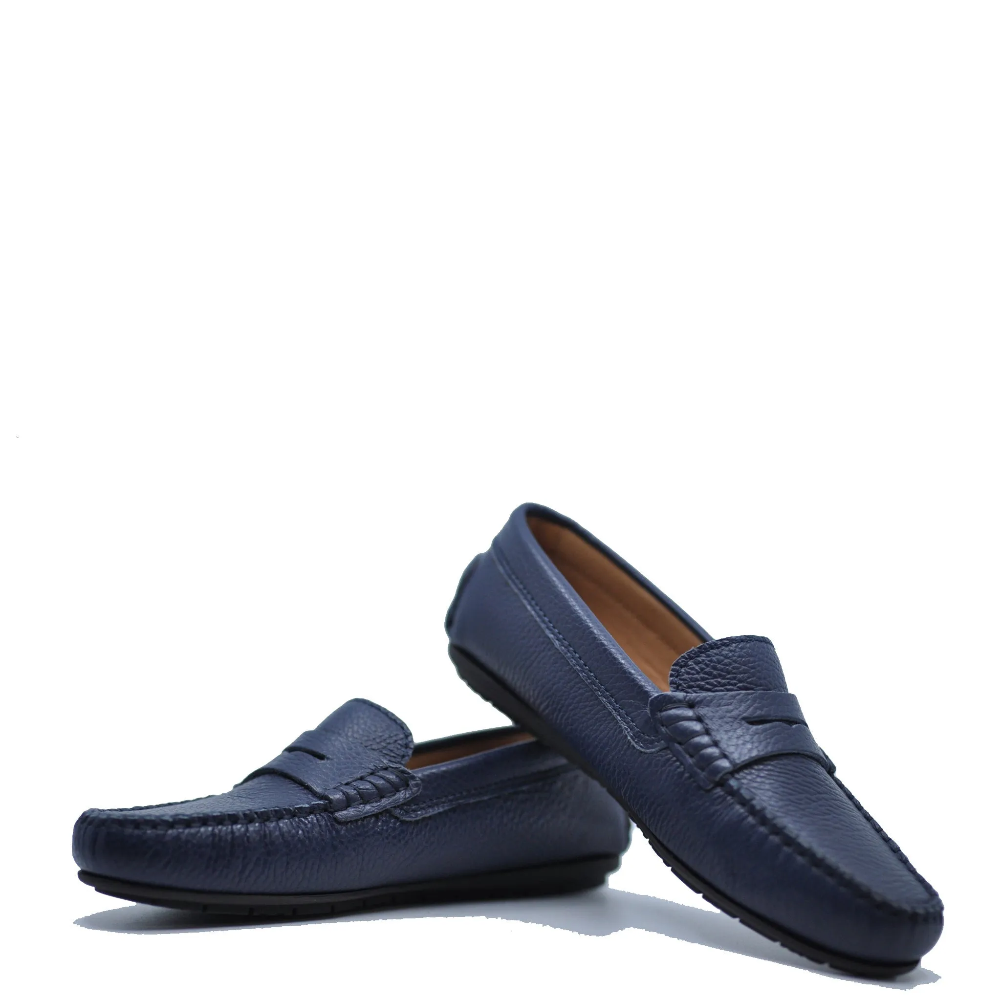 Atlanta Mocassin Navy Pebbled Penny Loafer