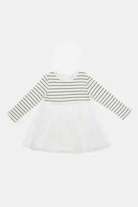 Babies Ivory Ribbed Dress