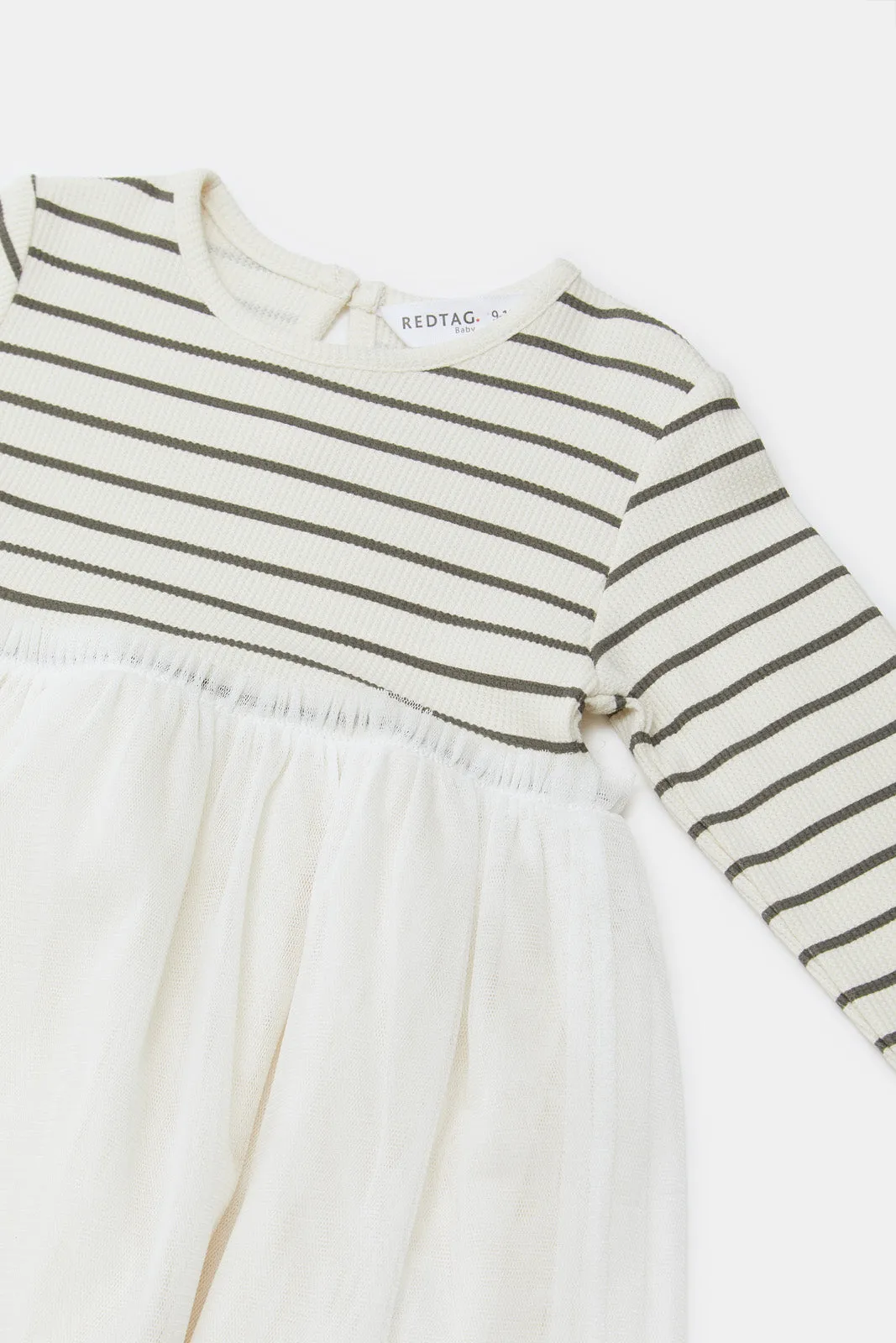 Babies Ivory Ribbed Dress