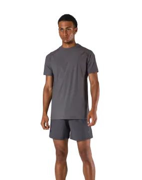 Back Mesh Stretch Slim T-Shirt - D.Grey