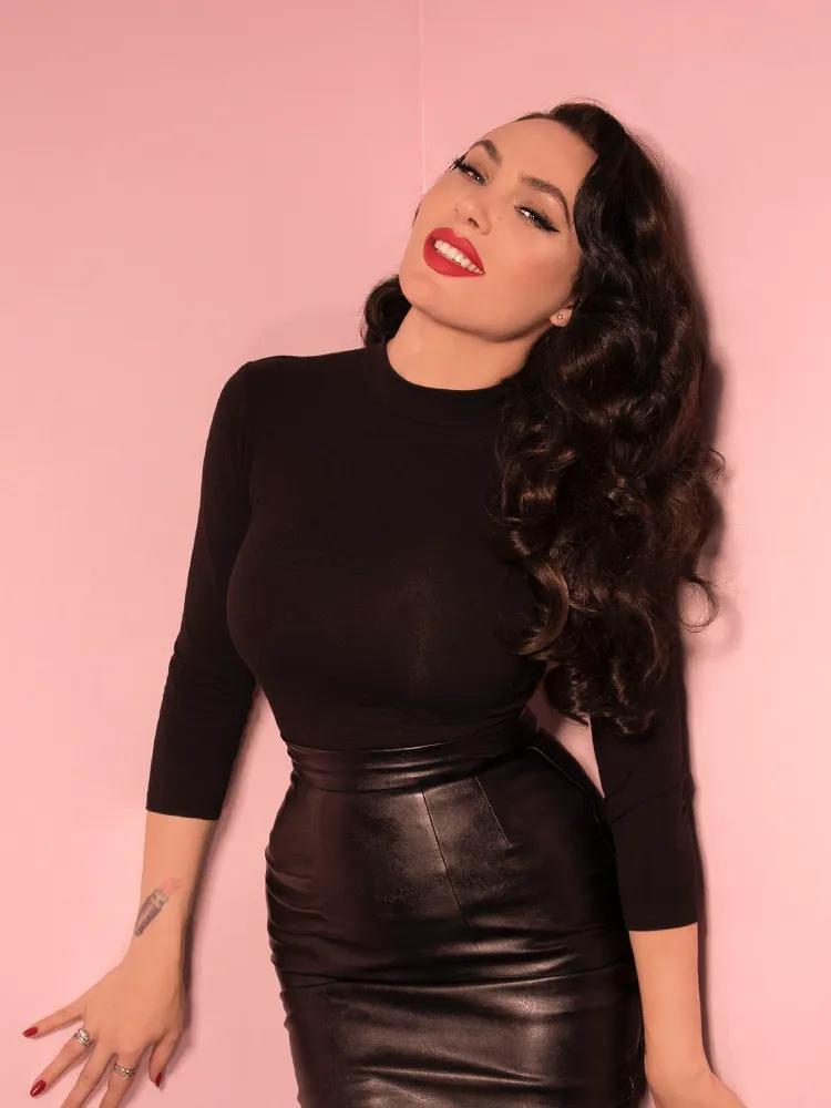 Bad Girl 3/4 Sleeve Top in Black - Vixen by Micheline Pitt