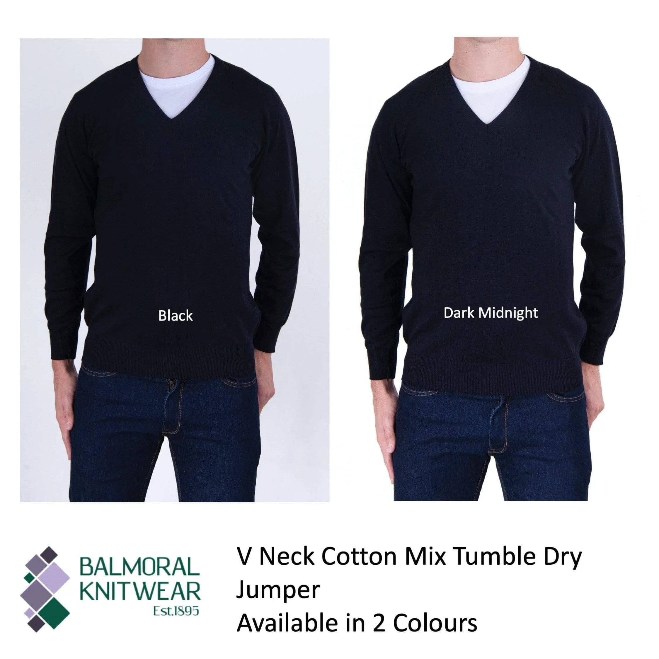 Balmoral Men V-Neck Long Sleeve Cotton Blend Jumper