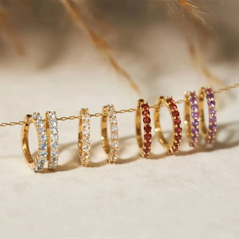 Birthstone Minimal Hoop Earrings