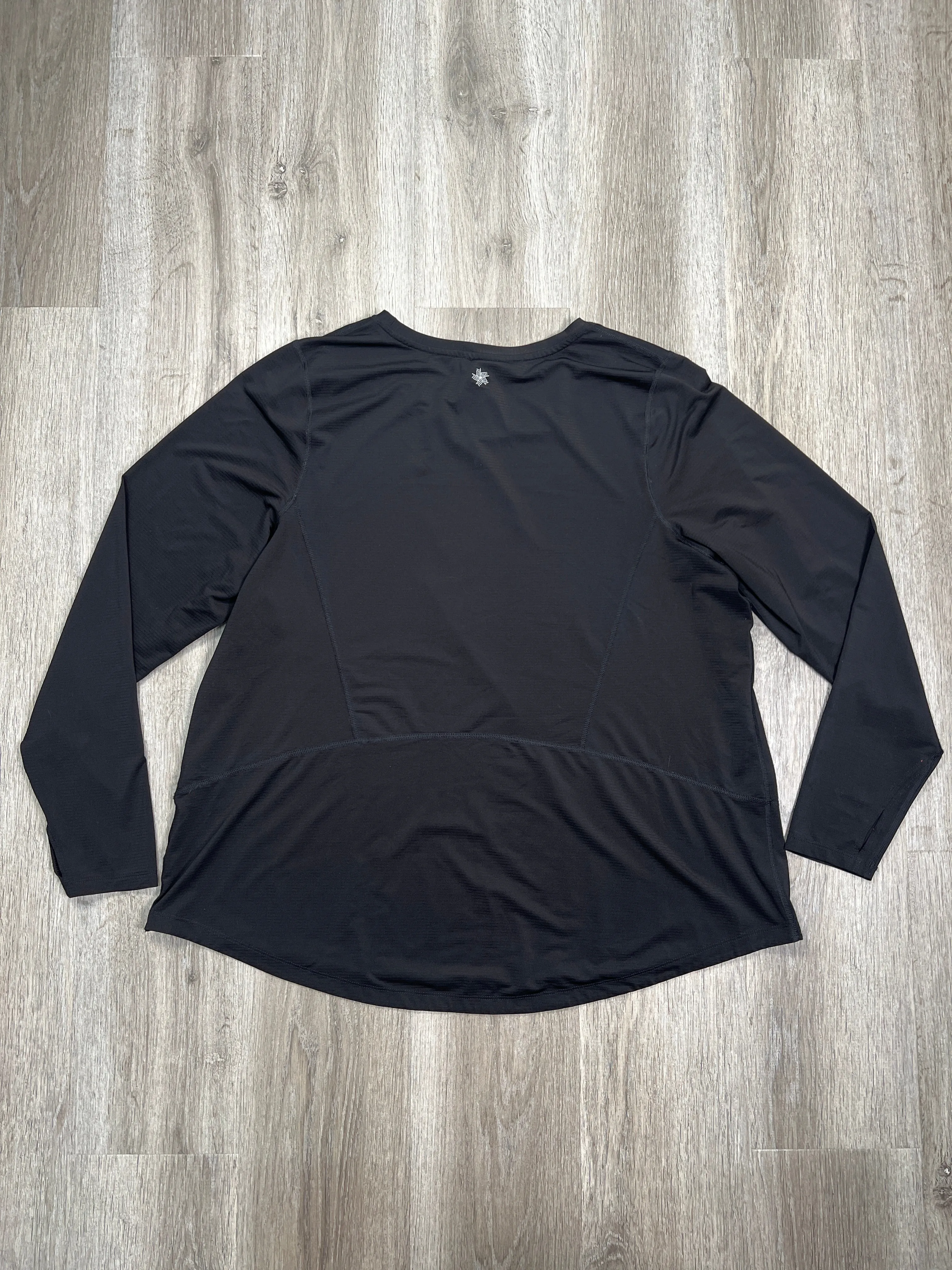 Black Athletic Top Long Sleeve Collar Tek Gear, Size 2x