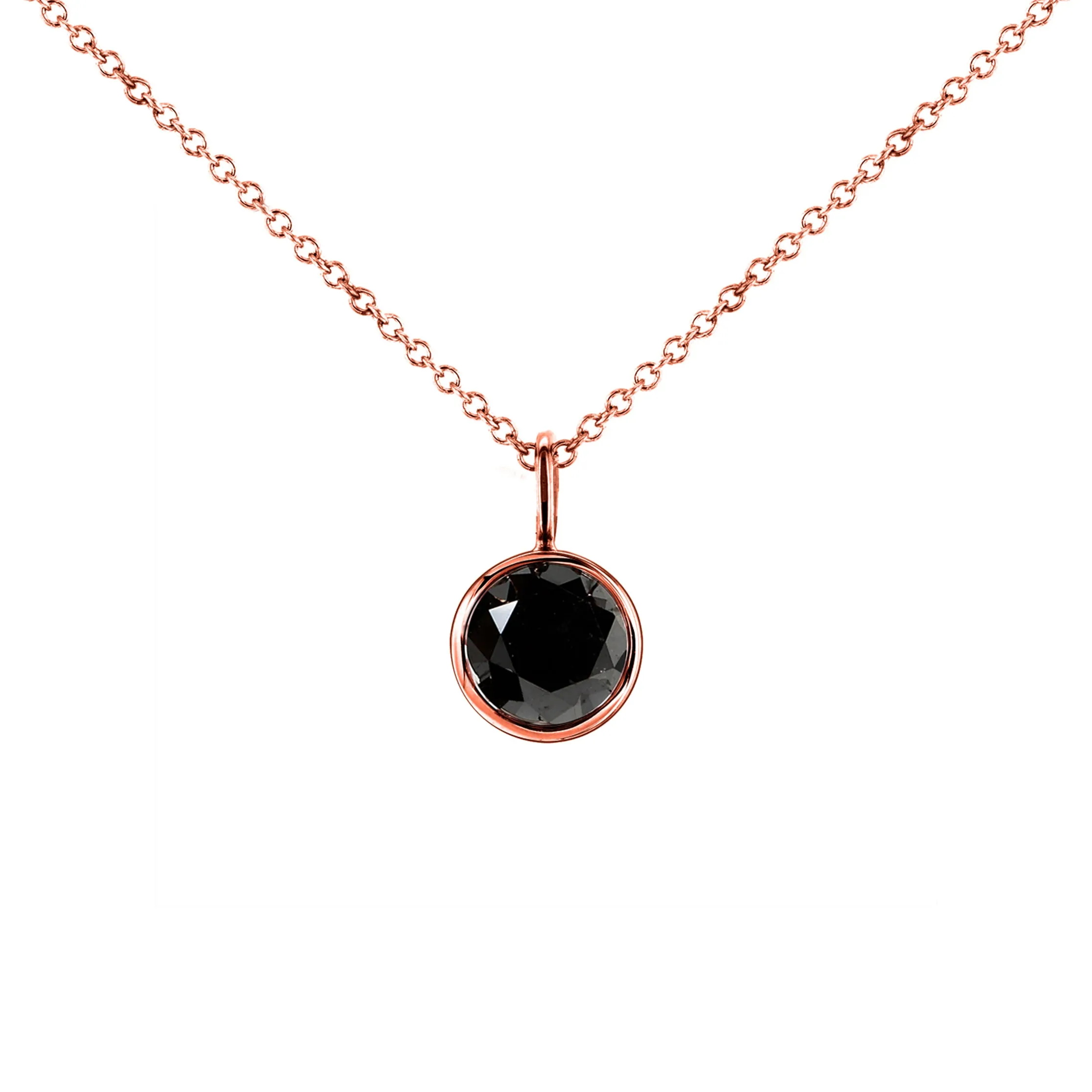 Black Diamond Dangle Bezel Necklace