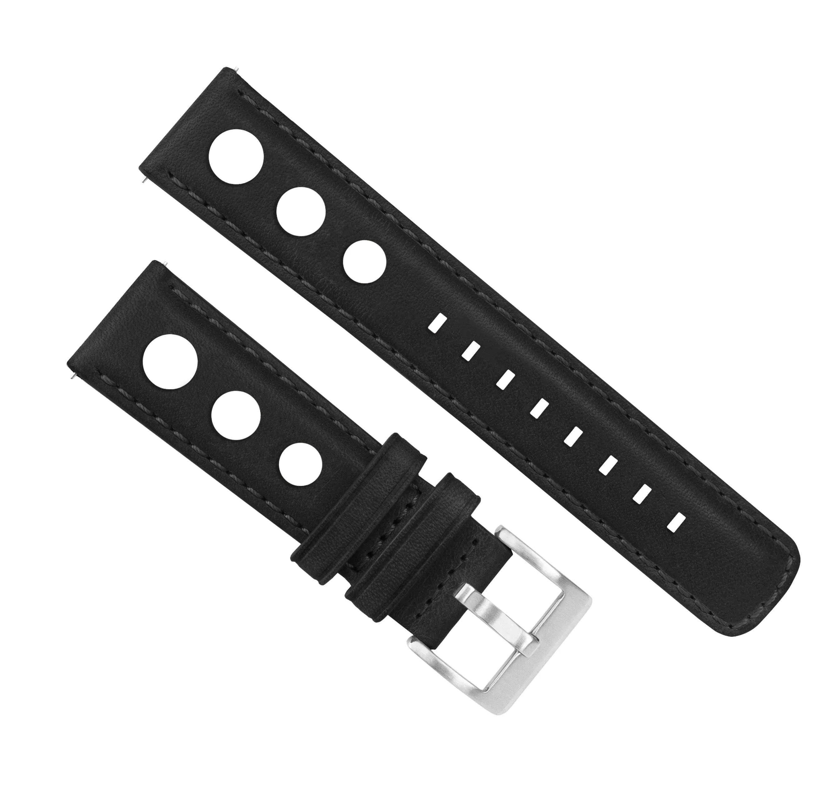 Black Rally Horween Leather Watch Band