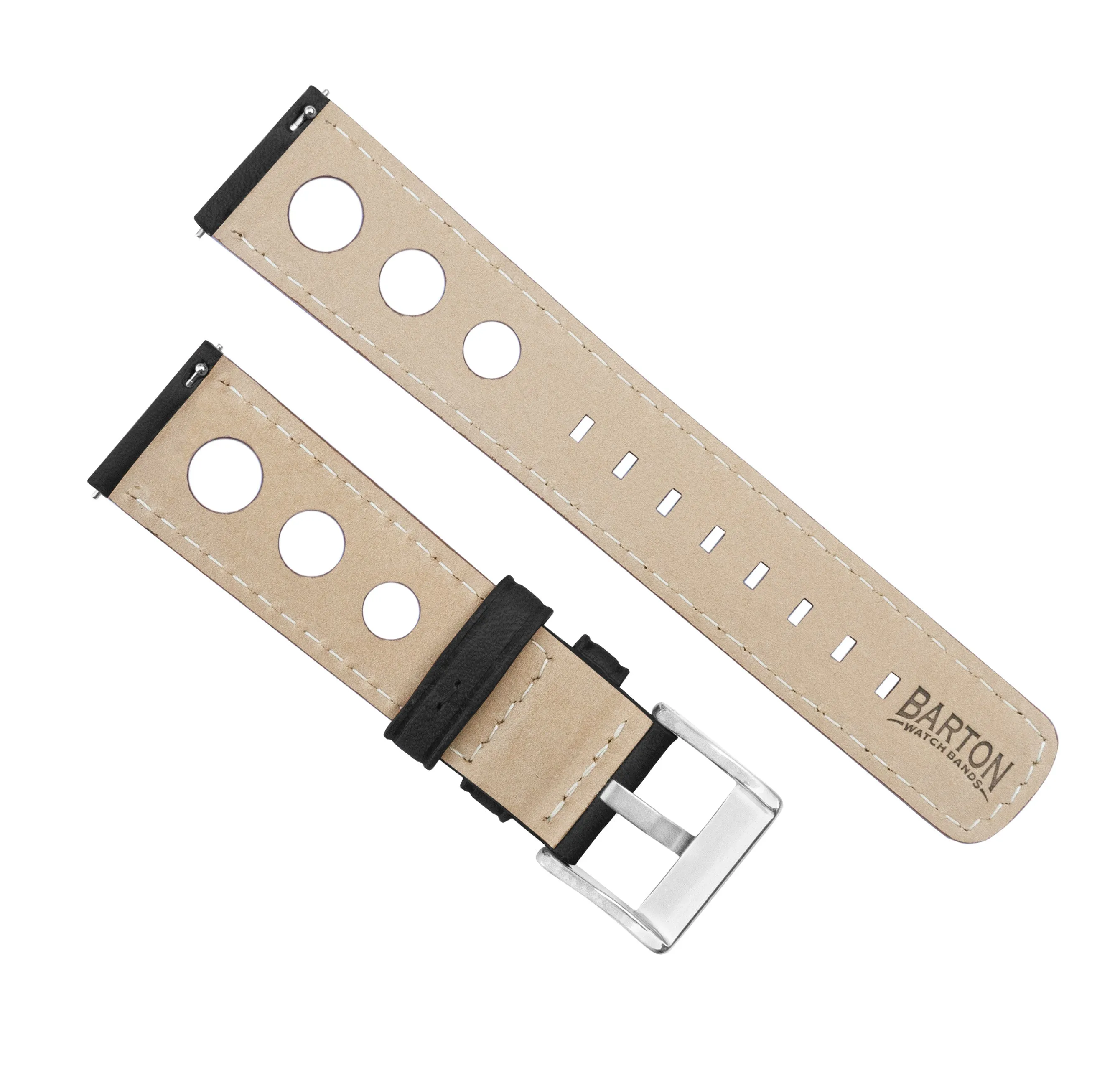 Black Rally Horween Leather Watch Band