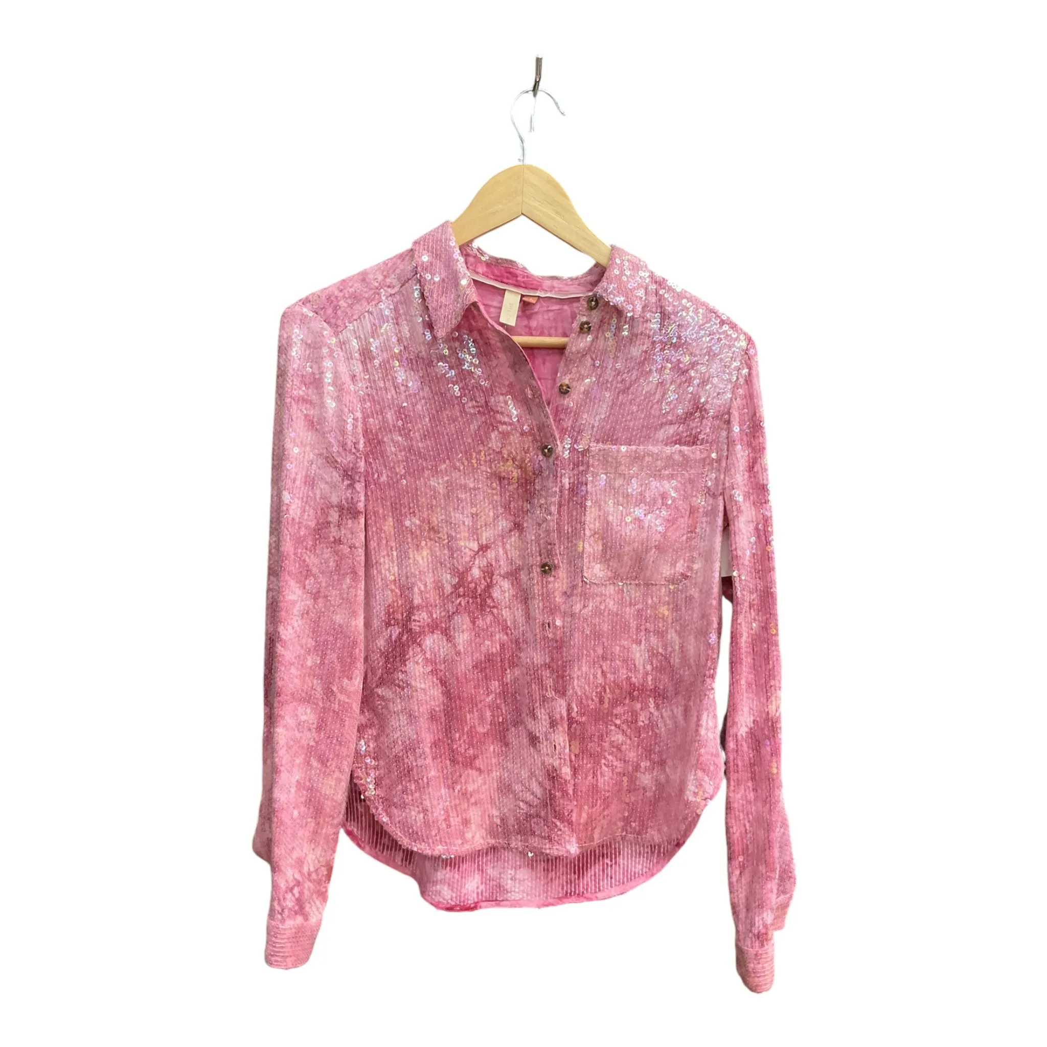 Blouse Long Sleeve By Pilcro In Pink, Size: S