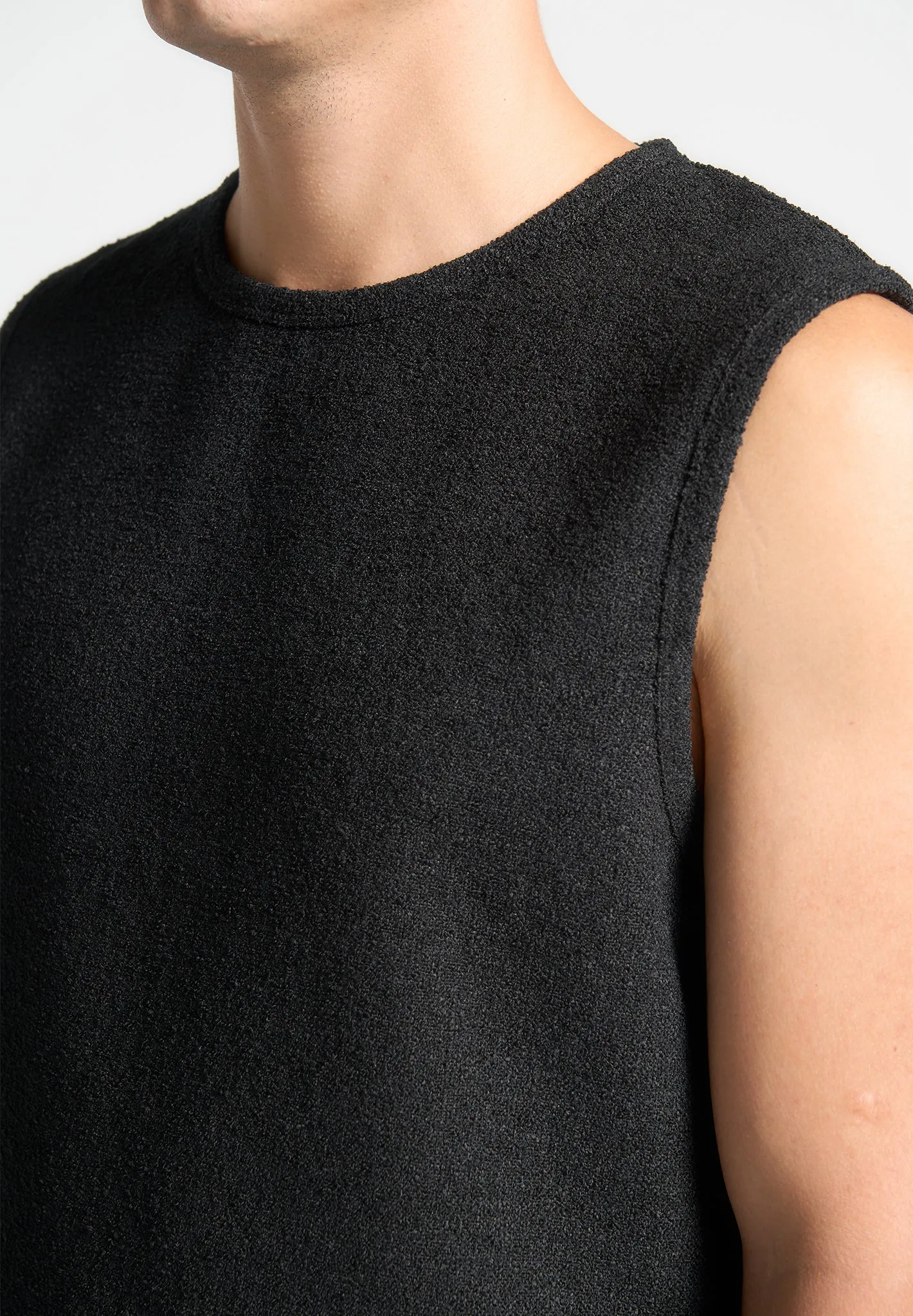 Boucle Boxy Vest - Black